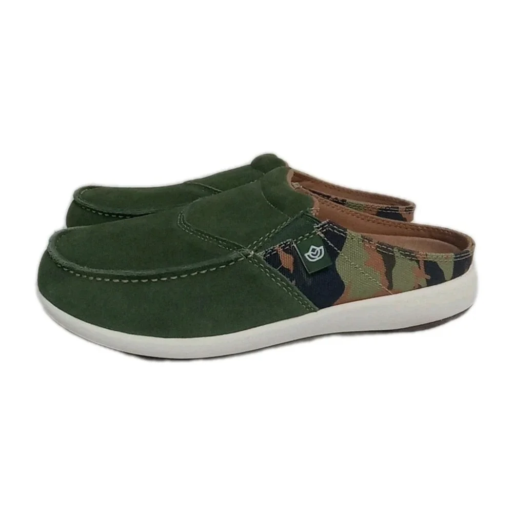Spenco Shoes Womens 6.5 Siesta Via Green Camo Slide Clogs Suede Slip On Z2